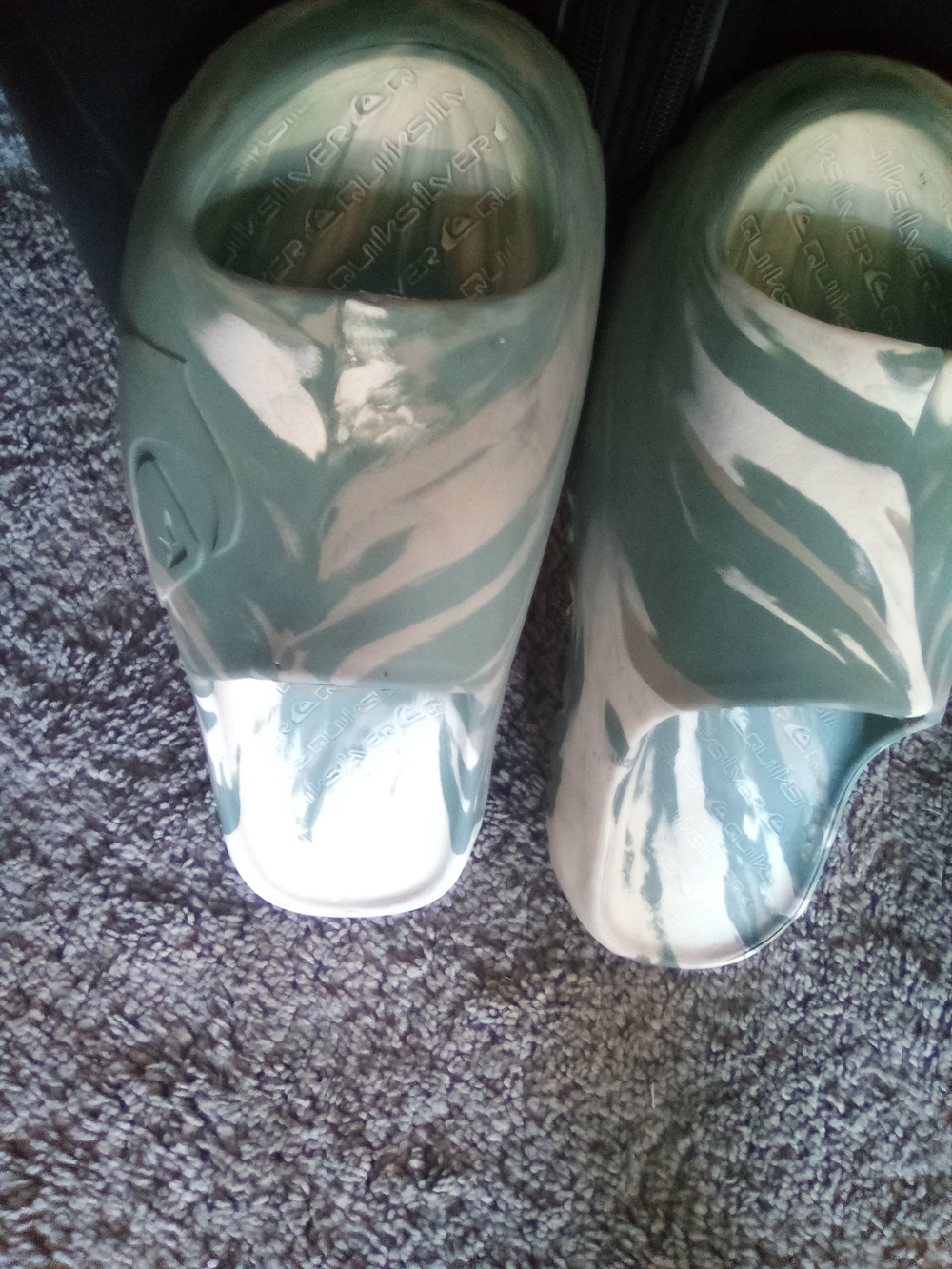 Green & Cream Marbled Slide Sandals for Women